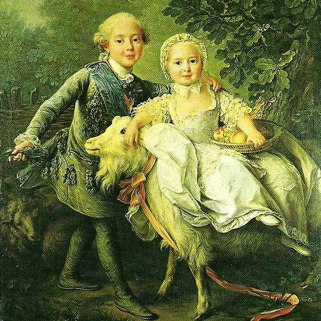 Francois-Hubert Drouais charles de france and his sister marie- adelaide Germany oil painting art